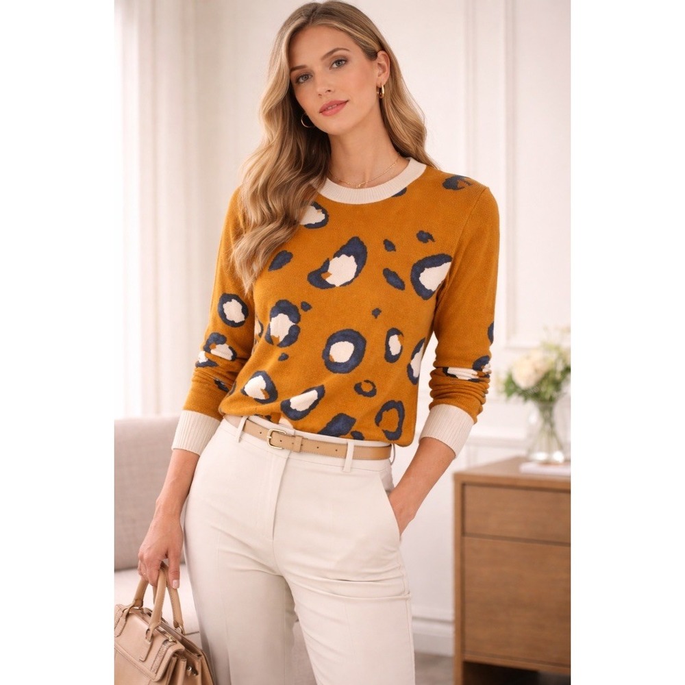 3.1 Phillip Lim Target‎ Womens Mustard Yellow Leopard Mixed Media Sweater Medium
